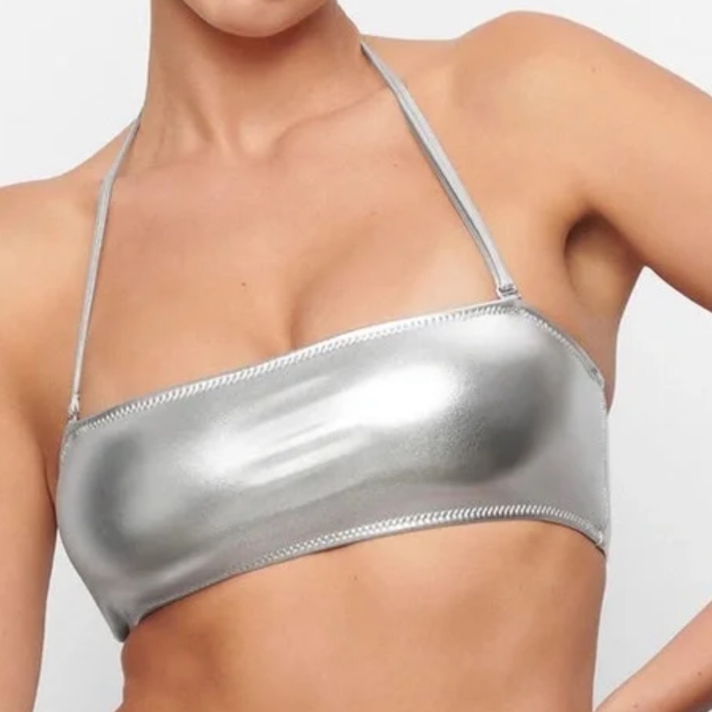 🌷skims metallic swim bandeau nickel 2x - Picture 1 of 3